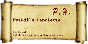 Patkós Henrietta névjegykártya